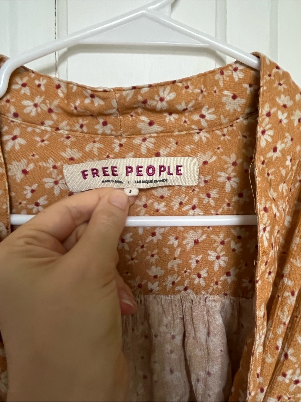 Free People Floral Tie-Front Crop Top in Mustard - Picture 3 of 9